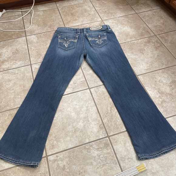 Women's Rock Revival Betty Easy Boot Denim Blue Jeans Size 29 Embroidered Studs - Picture 2 of 11